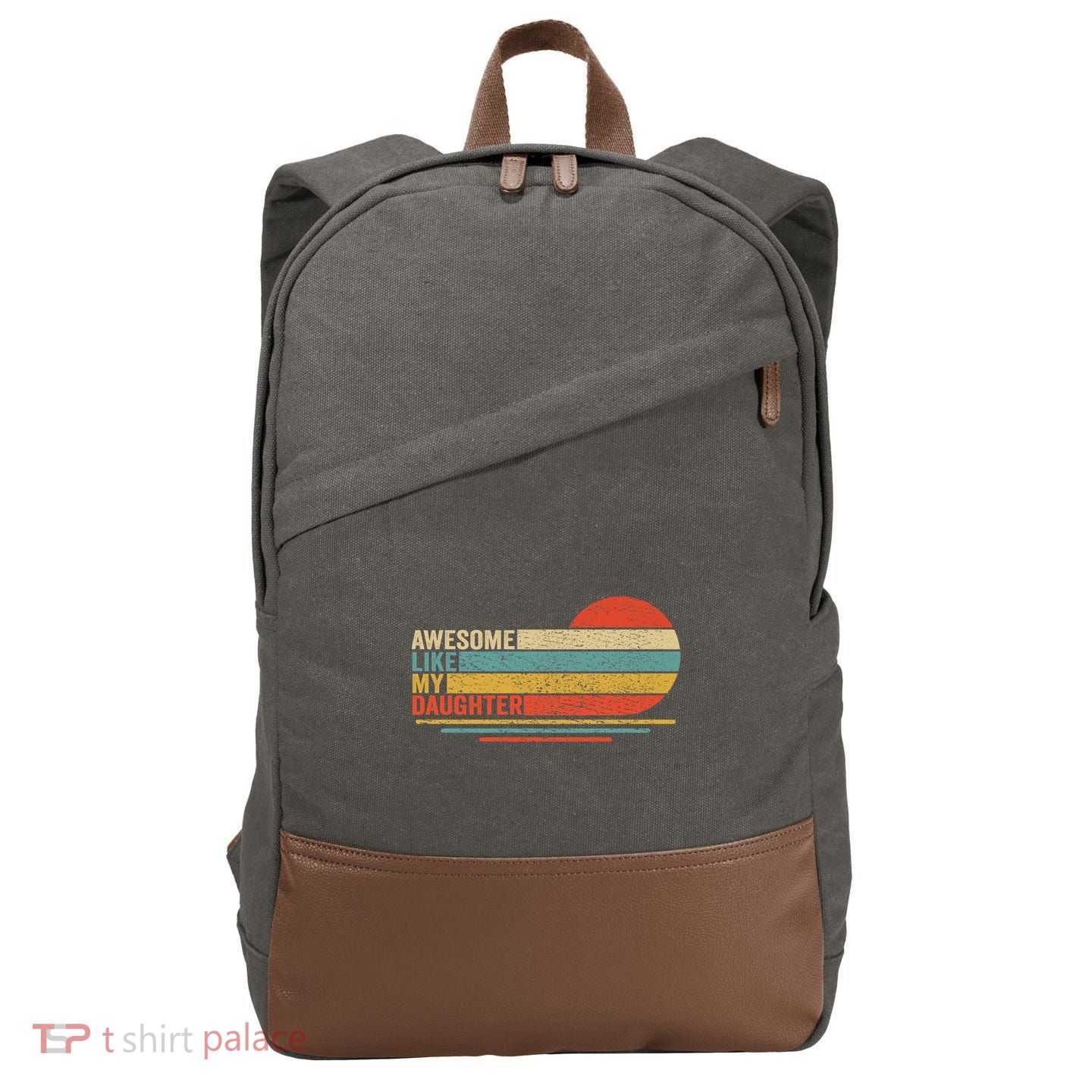 Awesome Like My Daughter Retro Funny Dad Fathers Day Cotton Canvas Backpack