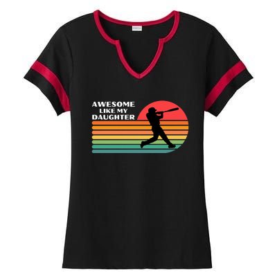 Awesome Like My Daughter Vintage Baseball Ladies Halftime Notch Neck Tee