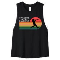 Awesome Like My Daughter Vintage Baseball Women's Racerback Cropped Tank