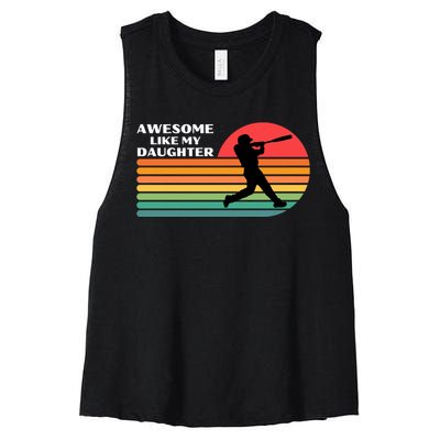 Awesome Like My Daughter Vintage Baseball Women's Racerback Cropped Tank