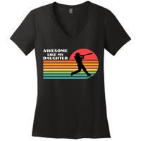 Awesome Like My Daughter Vintage Baseball Women's V-Neck T-Shirt