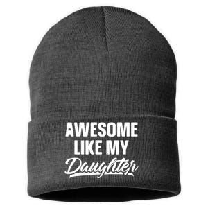 AWESOME LIKE MY TWO DAUGHTERS Father's Day Dad Men Him Gift Sustainable Knit Beanie