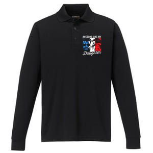 Awesome Like My Daughter FatherS Day For Dad From Daughter Performance Long Sleeve Polo