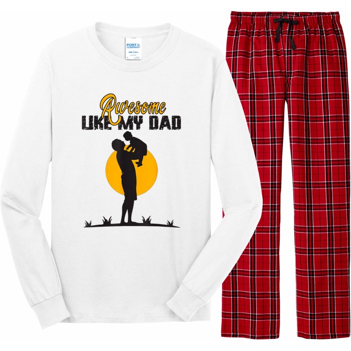 Awesome Like My Dad Dada Daddy Bruh Graphic Funny Father Day Long Sleeve Pajama Set