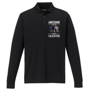 Awesome Like My Eldest Daughter Retro Usa Flag Fathers Day Performance Long Sleeve Polo