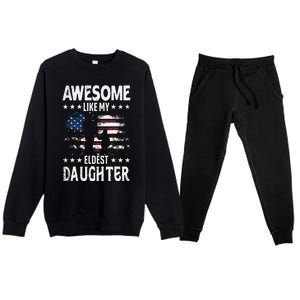 Awesome Like My Eldest Daughter Retro Usa Flag Fathers Day Premium Crewneck Sweatsuit Set