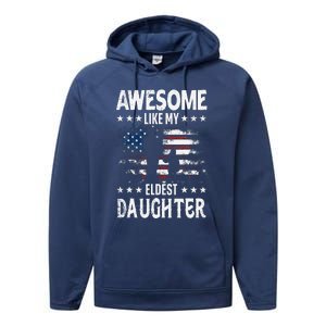 Awesome Like My Eldest Daughter Retro Usa Flag Fathers Day Performance Fleece Hoodie