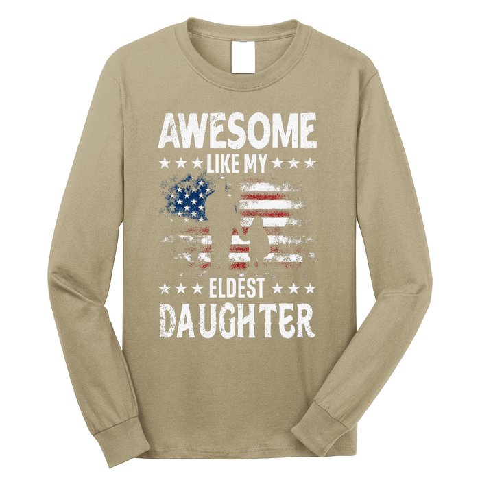 Awesome Like My Eldest Daughter Retro Usa Flag Fathers Day Long Sleeve Shirt