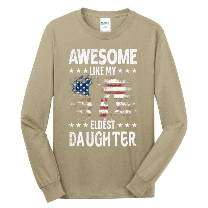 Awesome Like My Eldest Daughter Retro Usa Flag Fathers Day Tall Long Sleeve T-Shirt