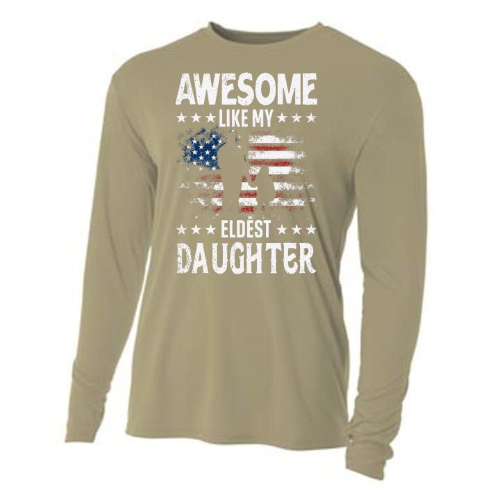 Awesome Like My Eldest Daughter Retro Usa Flag Fathers Day Cooling Performance Long Sleeve Crew