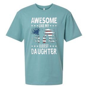 Awesome Like My Eldest Daughter Retro Usa Flag Fathers Day Sueded Cloud Jersey T-Shirt