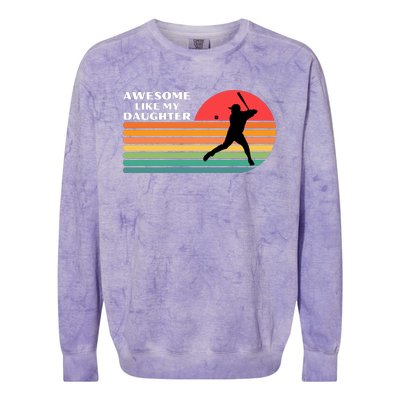 Awesome Like My Daughter Vintage Baseball Dad Colorblast Crewneck Sweatshirt