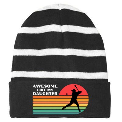 Awesome Like My Daughter Vintage Baseball Dad Striped Beanie with Solid Band