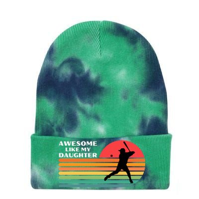 Awesome Like My Daughter Vintage Baseball Dad Tie Dye 12in Knit Beanie