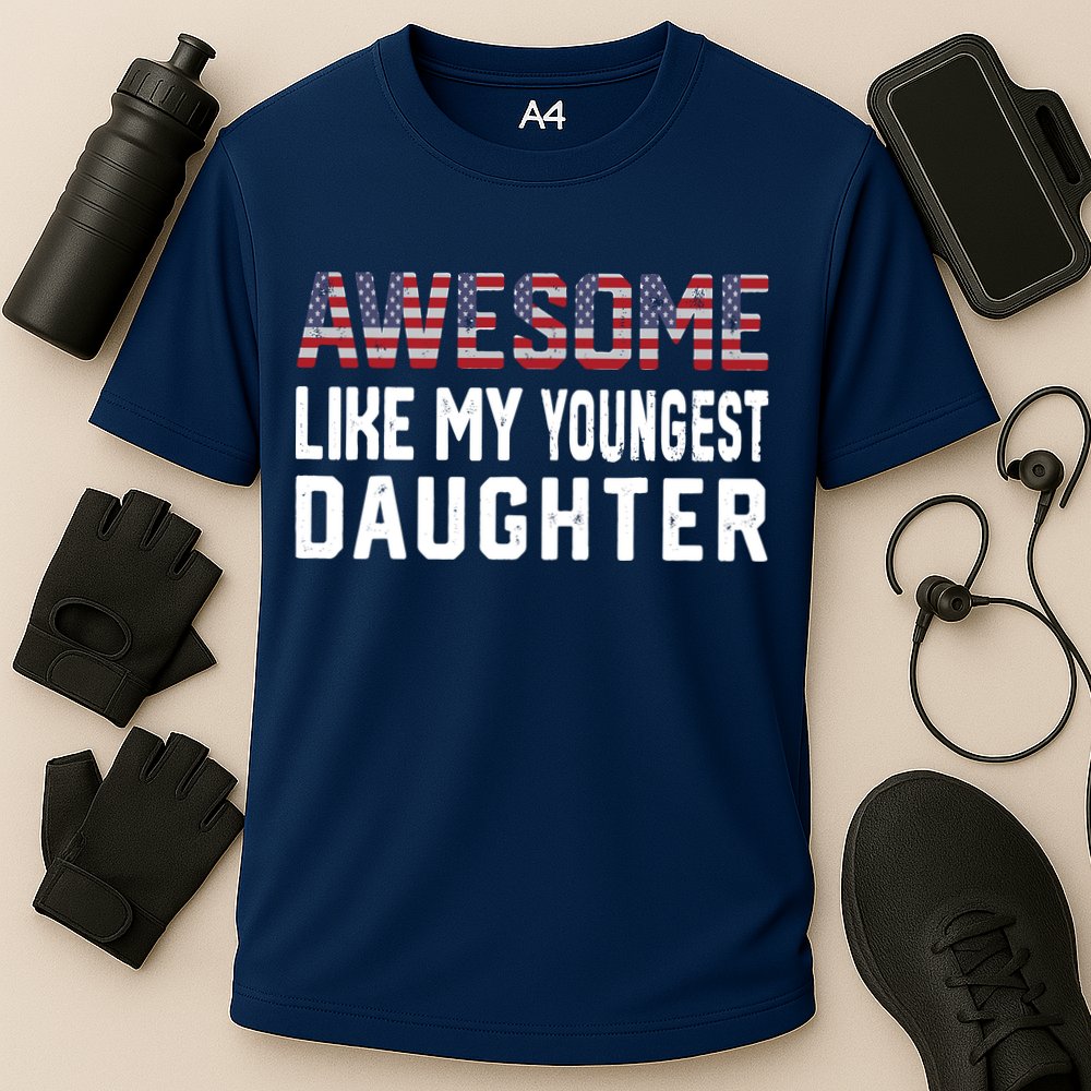 Awesome Like My Youngest Daughter |Funny Father Mom Dad Joke Cooling Performance Crew T-Shirt