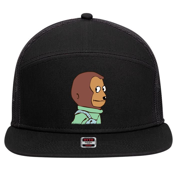 Awkward Look Meme Monkey Puppet Meme 7 Panel Mesh Trucker Snapback Hat