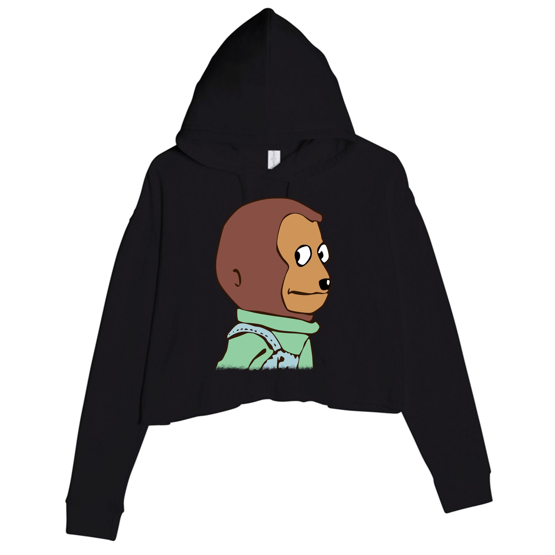 Awkward Look Meme Monkey Puppet Meme Crop Fleece Hoodie