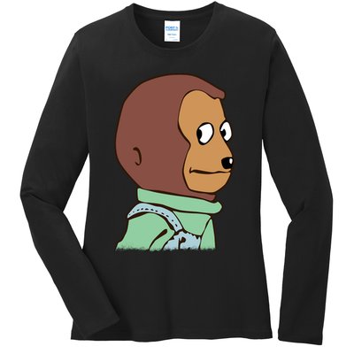 Awkward Look Meme Monkey Puppet Meme Ladies Long Sleeve Shirt