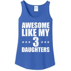 Awesome Like My Three Daughters Fathers Day Retro Great Gift Ladies Essential Tank