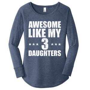 Awesome Like My Three Daughters Fathers Day Retro Great Gift Women's Perfect Tri Tunic Long Sleeve Shirt