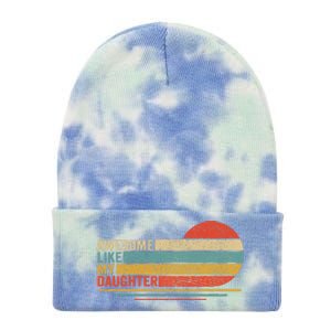 Awesome Like My Daughter Retro Funny Dad Fathers Day Tie Dye 12in Knit Beanie