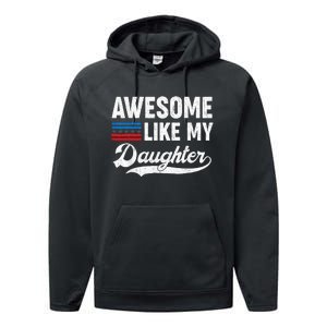 Awesome Like My Daughter Retro Dad Funny Fathers US Flag Performance Fleece Hoodie