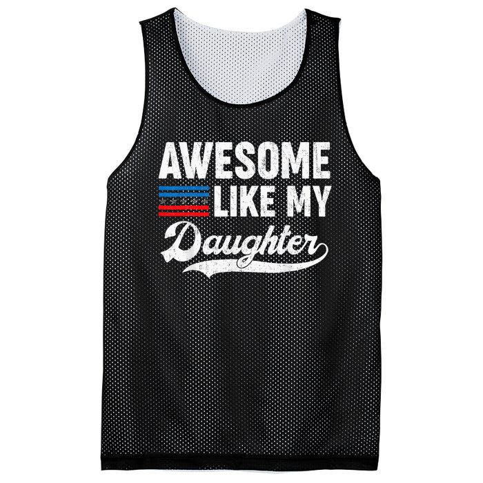 Awesome Like My Daughter Retro Dad Funny Fathers US Flag Mesh Reversible Basketball Jersey Tank