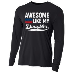 Awesome Like My Daughter Retro Dad Funny Fathers US Flag Cooling Performance Long Sleeve Crew