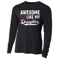 Awesome Like My Daughter Retro Dad Funny Fathers US Flag Cooling Performance Long Sleeve Crew