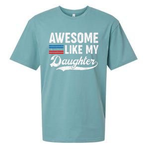 Awesome Like My Daughter Retro Dad Funny Fathers US Flag Sueded Cloud Jersey T-Shirt