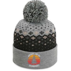 Awesome Like My Daughter Retro Sun Minimalist Pine Tree The Baniff Cuffed Pom Beanie