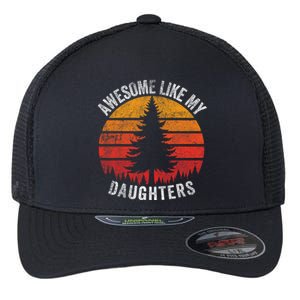 Awesome Like My Daughter Retro Sun Minimalist Pine Tree Flexfit Unipanel Trucker Cap