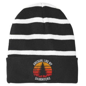 Awesome Like My Daughter Retro Sun Minimalist Pine Tree Striped Beanie with Solid Band