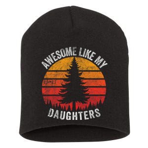 Awesome Like My Daughter Retro Sun Minimalist Pine Tree Short Acrylic Beanie