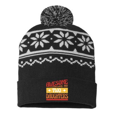 Awesome Like My Two Daughters Cute Gift USA-Made Snowflake Beanie