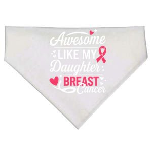 Awesome Like My Daughter Breast Cancer Funny Gift For Fathers Day Gift USA-Made Doggie Bandana