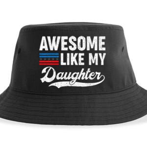 Awesome Like My Daughter Retro Dad Funny Fathers US Flag Sustainable Bucket Hat