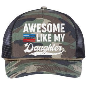 Awesome Like My Daughter Retro Dad Funny Fathers US Flag Retro Rope Trucker Hat Cap