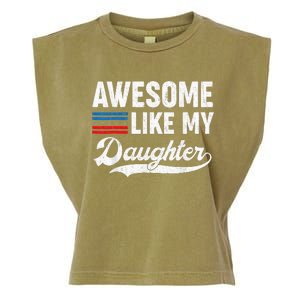 Awesome Like My Daughter Retro Dad Funny Fathers US Flag Garment-Dyed Women's Muscle Tee