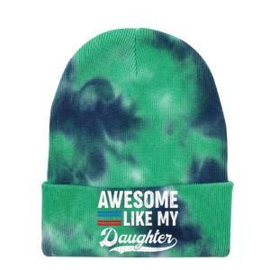 Awesome Like My Daughter Retro Dad Funny Fathers US Flag Tie Dye 12in Knit Beanie