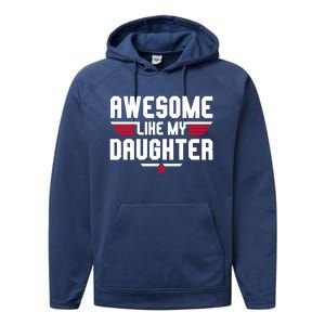 Awesome Like My Daughter Funny Dad Birthday Fathers Day Cute Gift Performance Fleece Hoodie