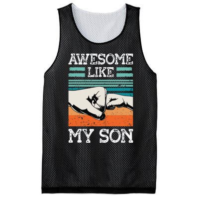 AWESOME LIKE MY SON Funny Father's Day Dad Joke Mesh Reversible Basketball Jersey Tank