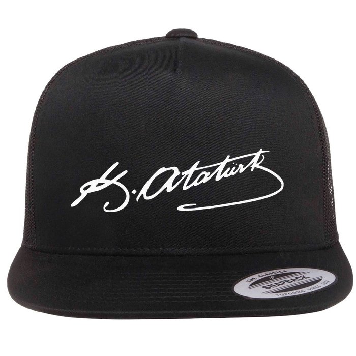 Ataturk Logo Mustafa Kemal AtatüRk Signature Imza TüRkiye Flat Bill Trucker Hat
