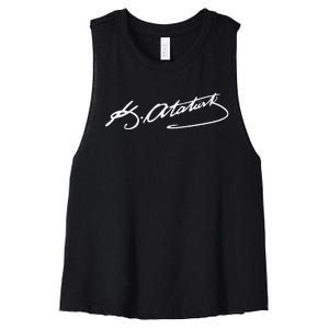 Ataturk Logo Mustafa Kemal AtatüRk Signature Imza TüRkiye Women's Racerback Cropped Tank