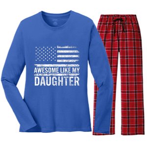 Awesome Like My Daughter Giftsfunny Fathers Day Dad Women's Long Sleeve Flannel Pajama Set 