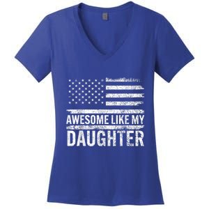 Awesome Like My Daughter Giftsfunny Fathers Day Dad Women's V-Neck T-Shirt