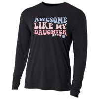 Awesome Like My Daughter Fathers Day Wavy Groovy Celebration Cooling Performance Long Sleeve Crew