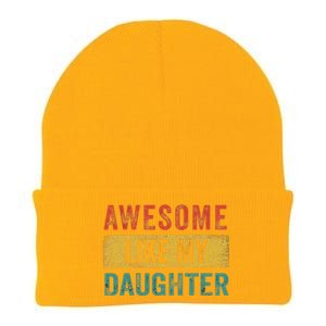 Awesome Like My Daughter Retro Man Dad Funny Fathers Knit Cap Winter Beanie