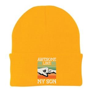 AWESOME LIKE MY SON Funny Fathers Day Dad Joke Knit Cap Winter Beanie