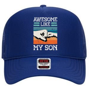 AWESOME LIKE MY SON Funny Fathers Day Dad Joke High Crown Mesh Back Trucker Hat